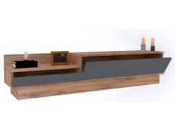 Meuble Tv Elba Design 100 % Panneau De Particules Plaqué Mélaminé En Couleur Atlantic Antracita1, 60x35x35cm