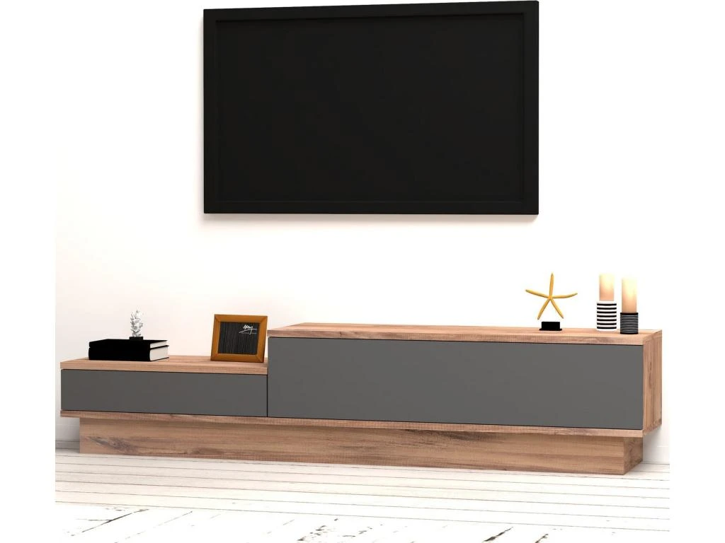 Meuble Tv Elba Design 100 % Panneau De Particules Plaqué Mélaminé En Couleur Atlantic Antracita1, 60x35x35cm – Image 3