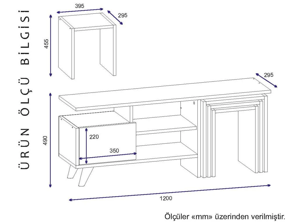 Meuble Tv Sena Design 100 % Panneau De Particules Plaqué Mélaminé En Couleur Blanc Nogal, 120x49x29,5cm – Image 2