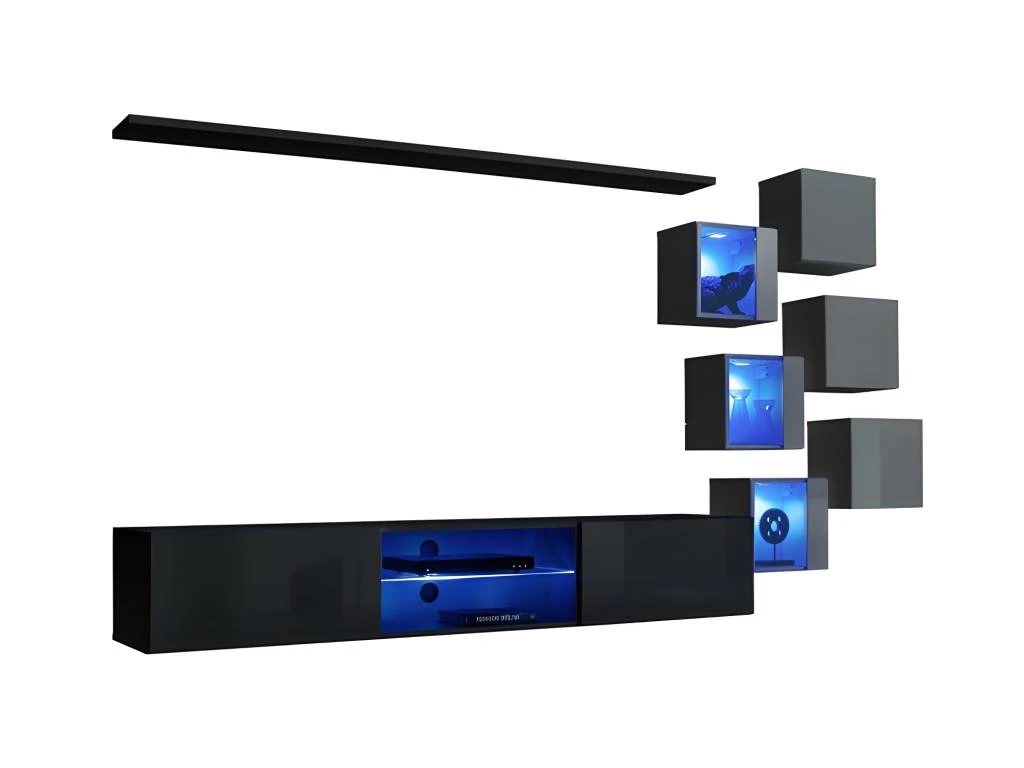 Ensemble Meubles De Salon SWITCH XXI Design, Coloris Noir Et Gris. – Image 2