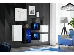 Ensemble Meubles De Salon SWITCH SBIV Design. Coloris Blanc Et Noir.