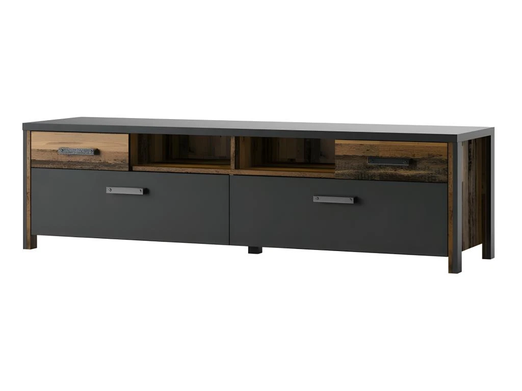 Ensemble 5 Meubles De Salon Collection WINDSOR. Coloris Gris Anthracite Et Chêne Foncé. – Image 3