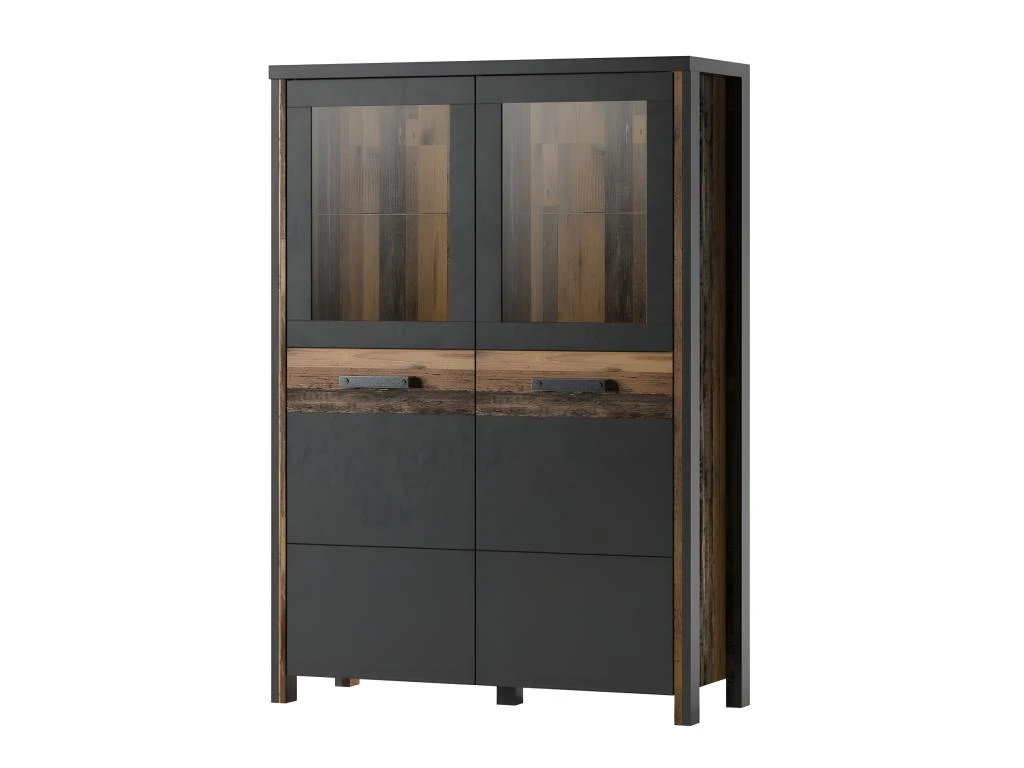 Ensemble 5 Meubles De Salon Collection WINDSOR. Coloris Gris Anthracite Et Chêne Foncé. – Image 4