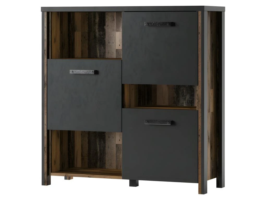 Ensemble 5 Meubles De Salon Collection WINDSOR. Coloris Gris Anthracite Et Chêne Foncé. – Image 5