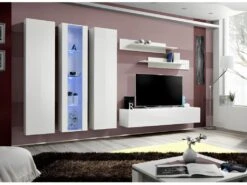 Meuble TV FLY C4 Design, Coloris Blanc Brillant. Meuble Suspendu Moderne Et Tendance Pour Votre Salon.