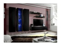 Meuble TV FLY C4 Design, Coloris Noir Brillant. Meuble Suspendu Moderne Et Tendance Pour Votre Salon.