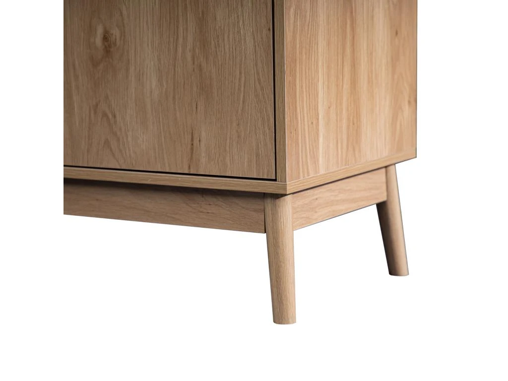 Meuble TV Buffet Bas En Bambou Mdf 2 Portes Étagères Pour Salon – Image 6