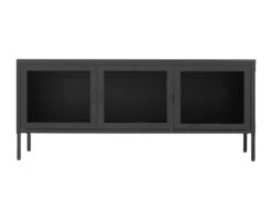 Brisbane - Meuble TV En Verre Et Métal L130cm - Couleur - Noir