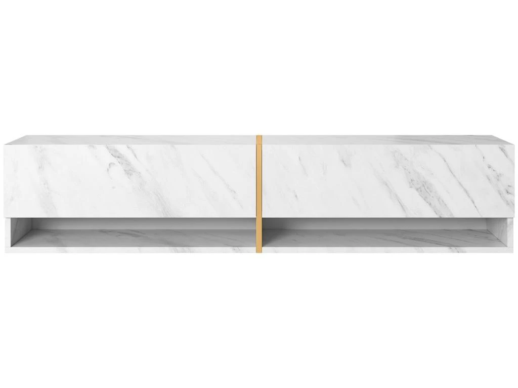 Meuble Tv 140 Cm -marbre Blanc Avec Insert D'or - MIRRGO – Image 5