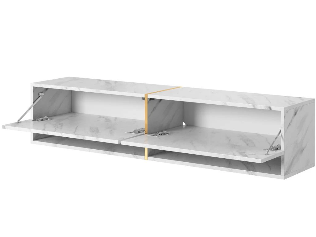 Meuble Tv 140 Cm -marbre Blanc Avec Insert D'or - MIRRGO – Image 6