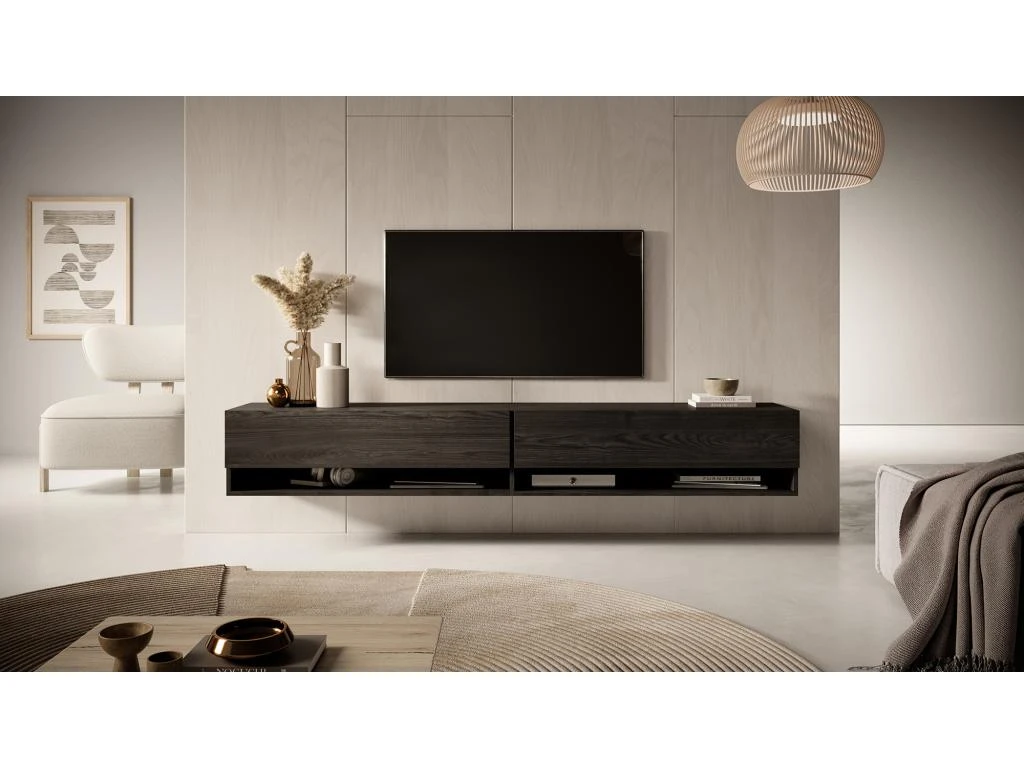 Meuble TV 200 Cm -Frêne Noir - MIRRGO