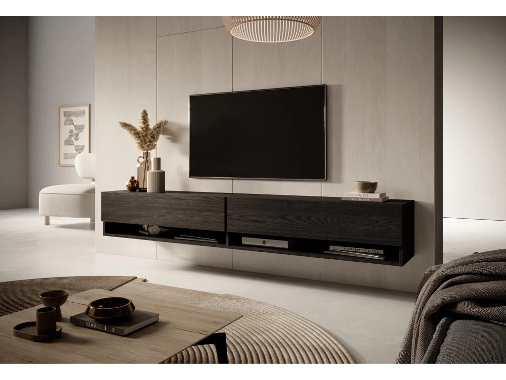 Meuble TV 200 Cm -Frêne Noir - MIRRGO – Image 2