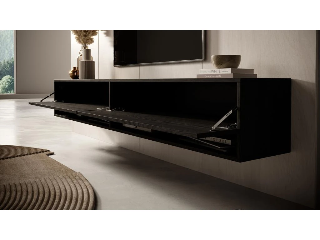 Meuble TV 200 Cm -Frêne Noir - MIRRGO – Image 3