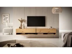 Meuble Tv 200 Cm -chêne Artisan Avec Insert Graphite - MIRRGO