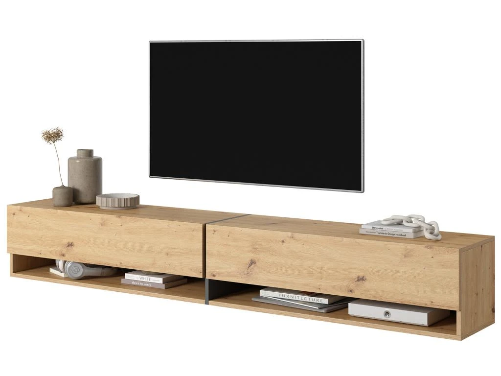 Meuble Tv 200 Cm -chêne Artisan Avec Insert Graphite - MIRRGO – Image 4