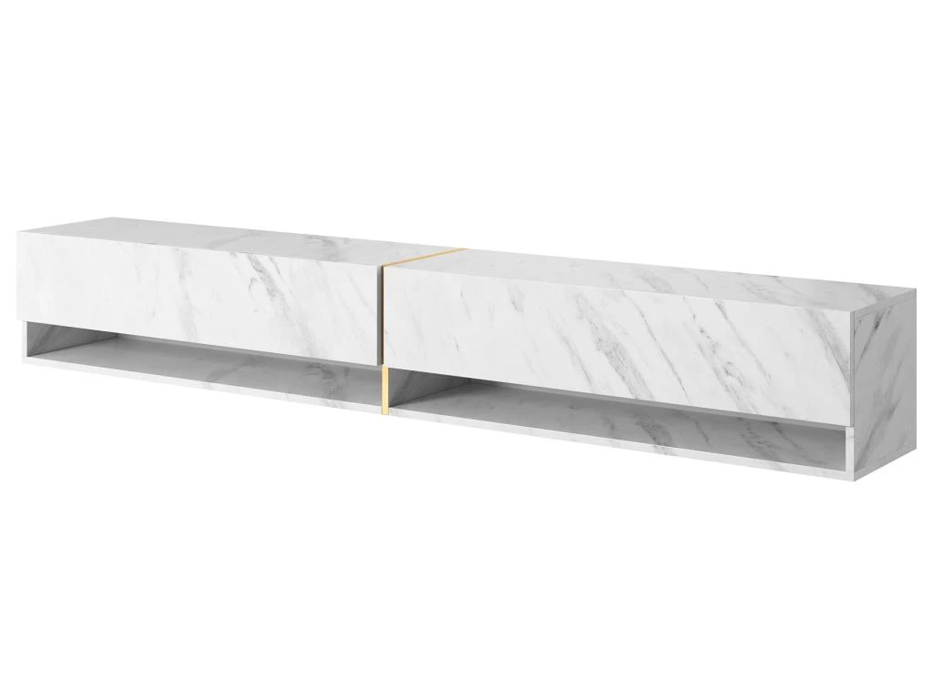 Meuble Tv 200 Cm -marbre Blanc Avec Insert D'or - MIRRGO – Image 5