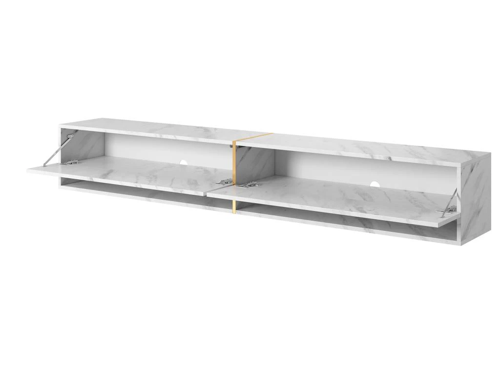 Meuble Tv 200 Cm -marbre Blanc Avec Insert D'or - MIRRGO – Image 7