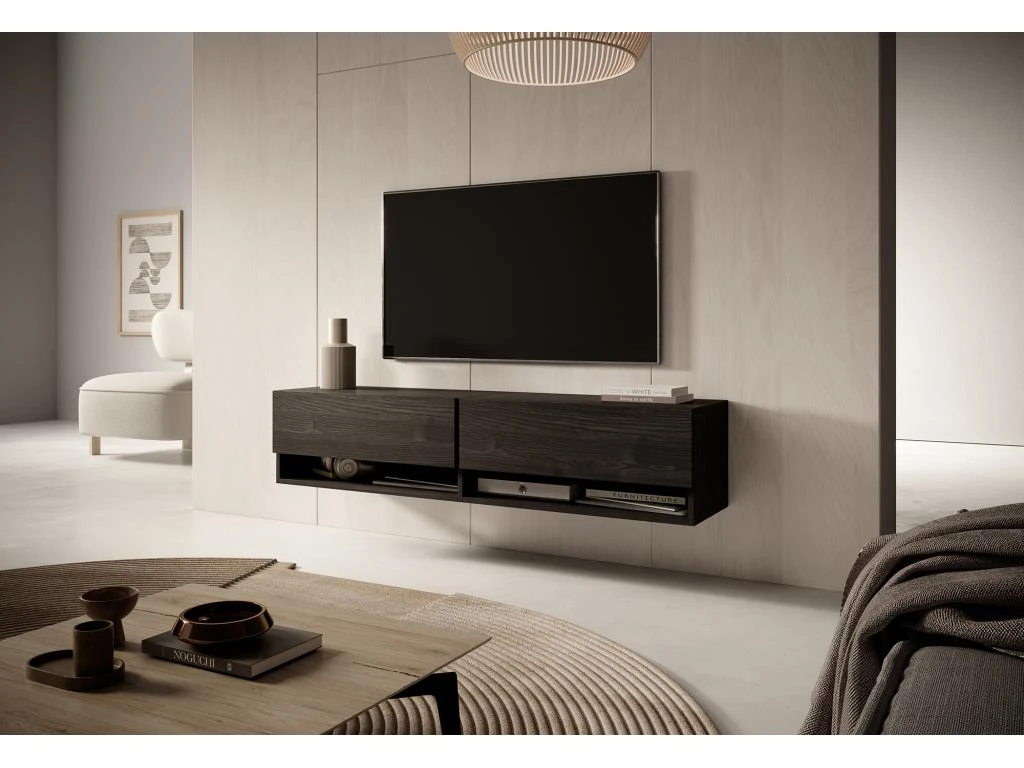 Meuble TV 140 Cm -Frêne Noir- MIRRGO – Image 2