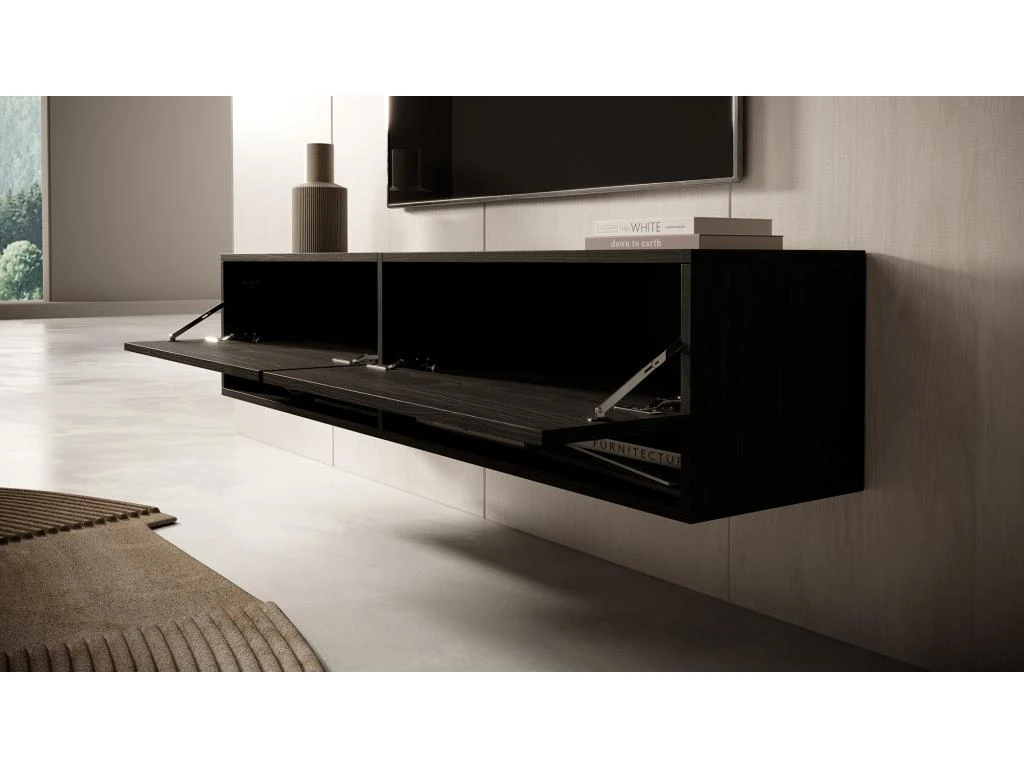 Meuble TV 140 Cm -Frêne Noir- MIRRGO – Image 3