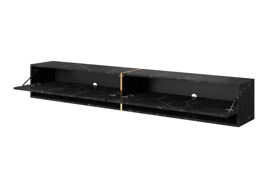 Meuble Tv 200 Cm -marbre Noir Avec Insert D'or - MIRRGO – Image 7