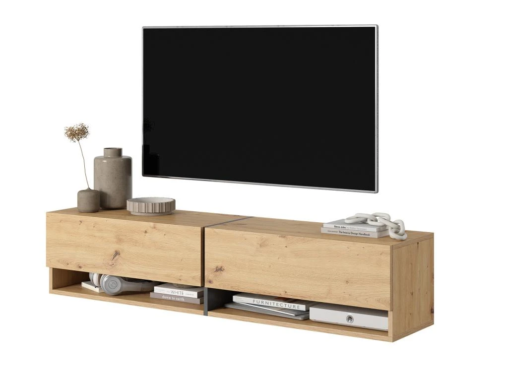Meuble Tv 140 Cm -chêne Artisan Avec Insert Graphite - MIRRGO – Image 4