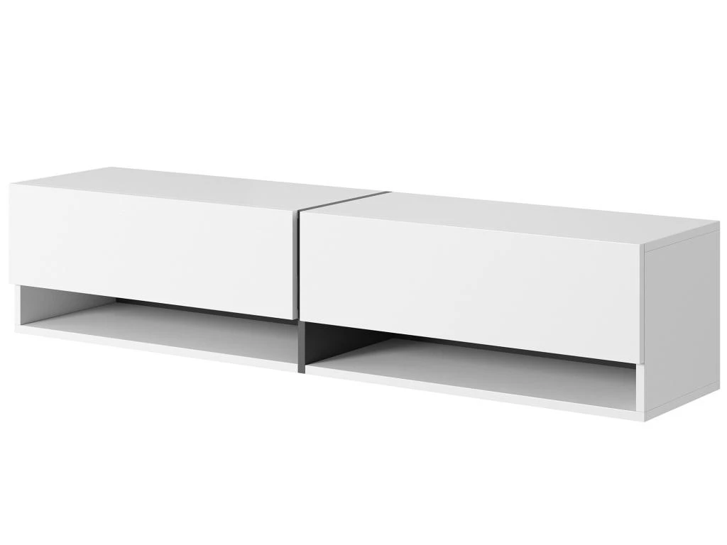 Meuble Tv 140 Cm -blanc Avec Insert Graphite - MIRRGO – Image 5