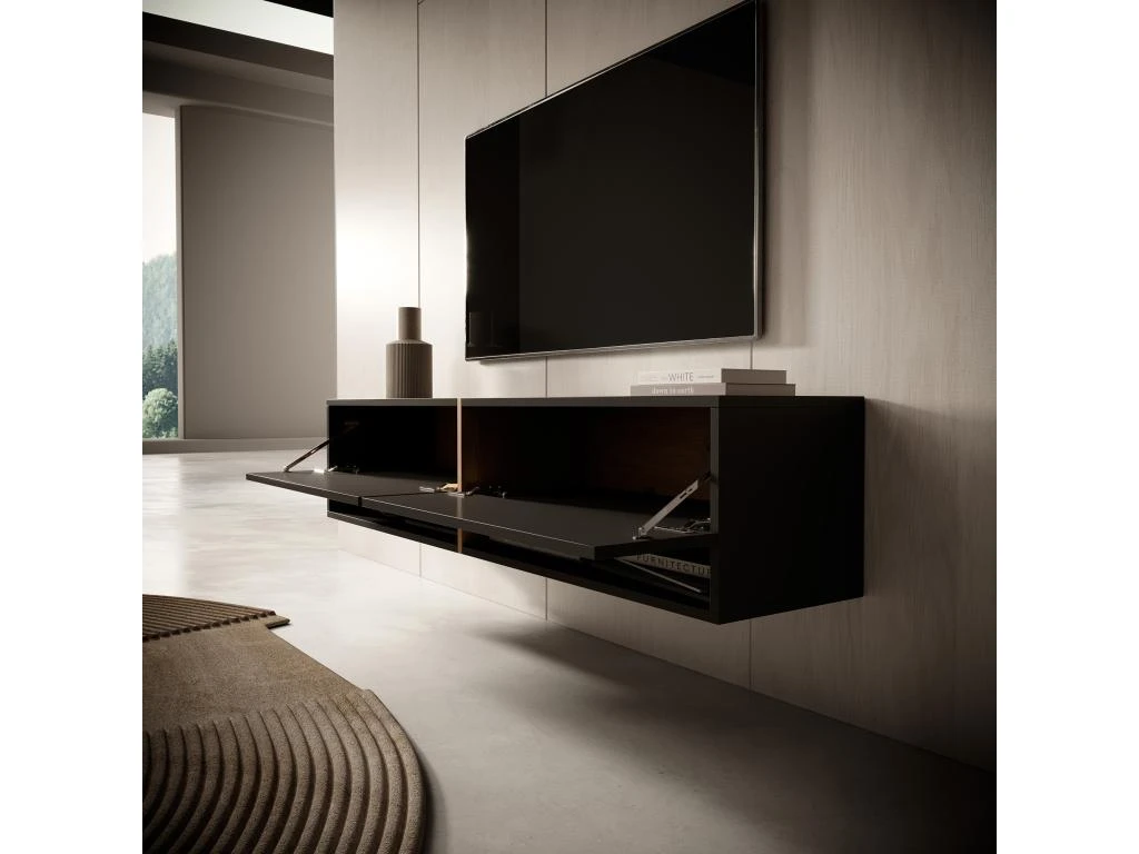 Meuble Tv 140 Cm -graphite Avec Insert Chêne Artisan - MIRRGO – Image 3