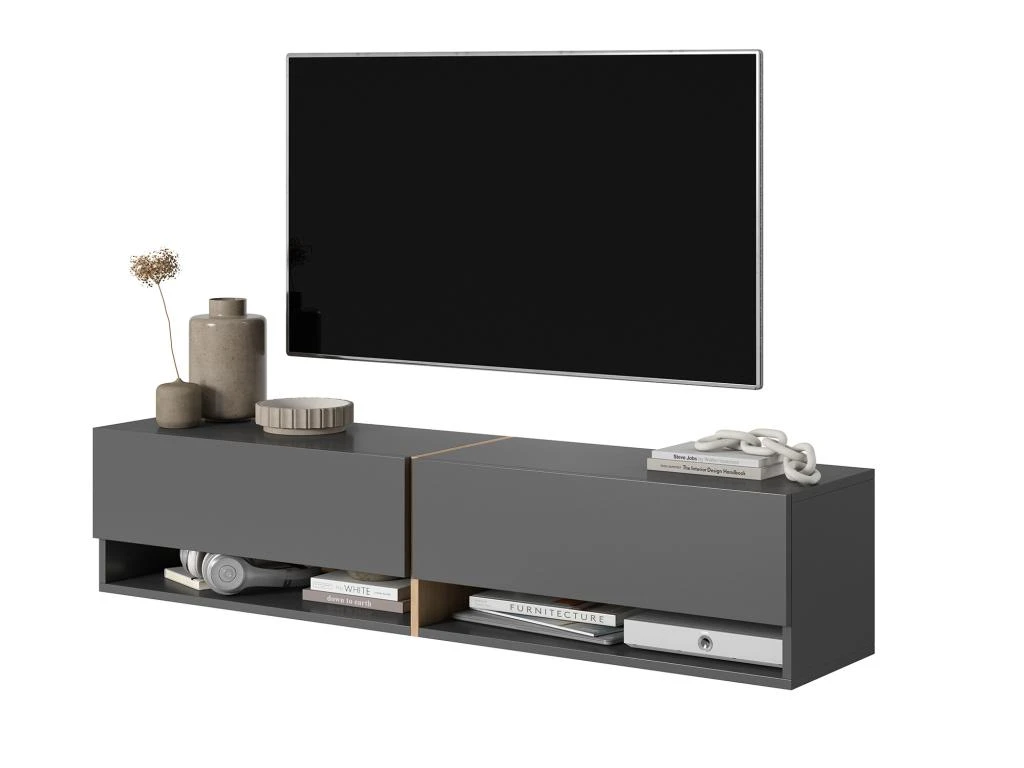 Meuble Tv 140 Cm -graphite Avec Insert Chêne Artisan - MIRRGO – Image 4