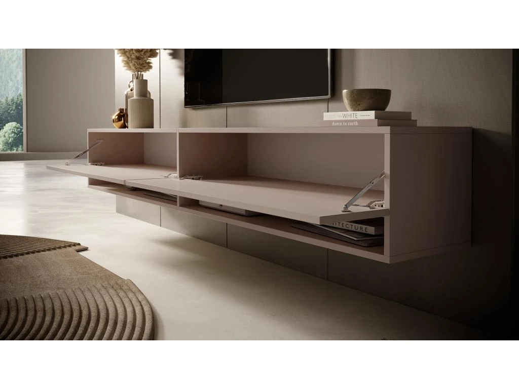 Meuble Tv 200 Cm - Couleur Gris-beige - MIRRGO – Image 3