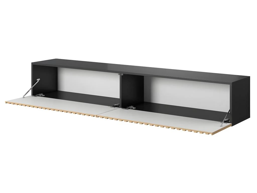 Meuble TV 175 Cm - Noir Avec Façade Artisanale Chêne Fraisé - TELIRE – Image 4