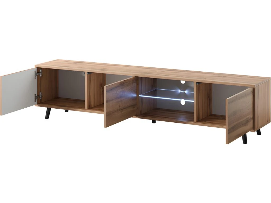 Meuble Tv / Banc Tv - Chêne Wotan, 175 Cm, éclairage LED - GALHAD – Image 4