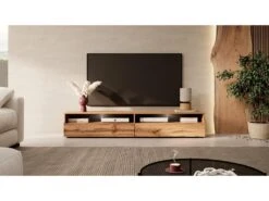 Meuble TV - 180 Cm - Chêne Wotan - Avec LED - REDNAW