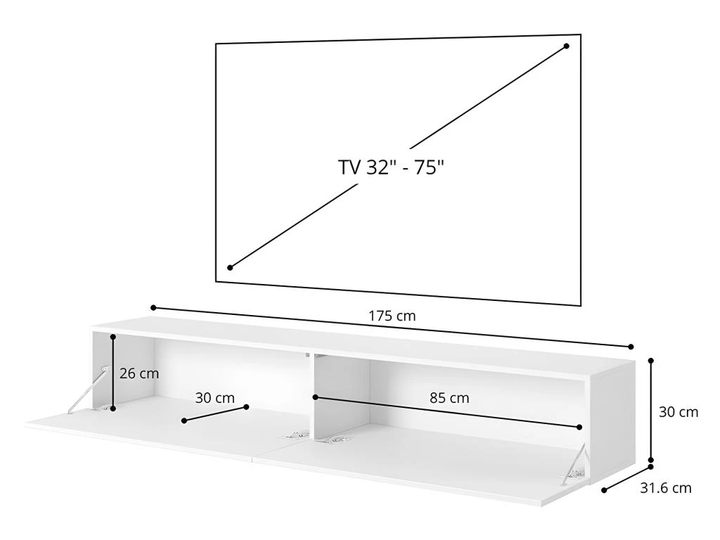 Meuble TV 175 Cm - Blanc - TELIRE – Image 6