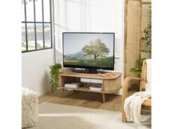 ISA - Meuble TV Marron Bois De Jamelonier Et Cannage Couleur Naturelle