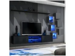 Ensemble Meuble TV "Switch XXI" 260cm Noir & Gris