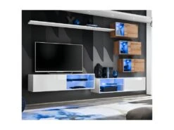 Ensemble Meuble TV "Switch XXIV" 250cm Blanc & Naturel