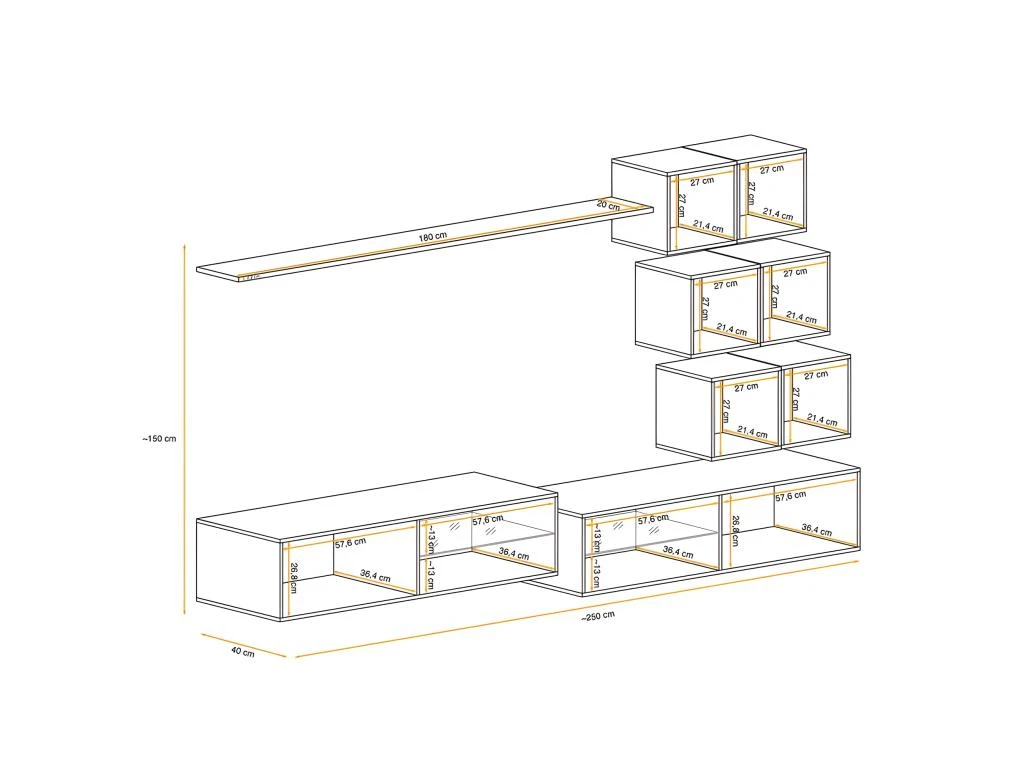 Ensemble Meuble TV "Switch XXIV" 250cm Blanc & Naturel – Image 4