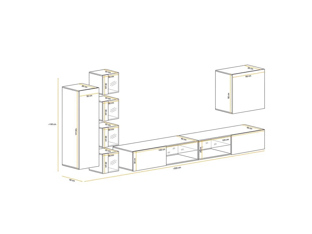 Ensemble Meuble TV "Switch XXVI" 320cm Blanc & Naturel – Image 3