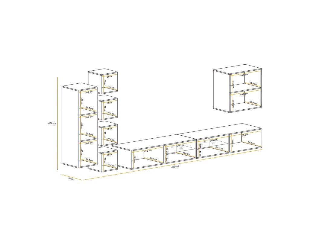 Ensemble Meuble TV "Switch XXVI" 320cm Blanc & Naturel – Image 4