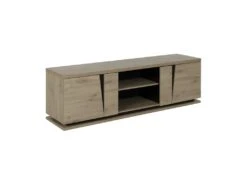 Meuble TV 2 Portes 2 Niches Chêne Naturel/Noir - LIGNAC