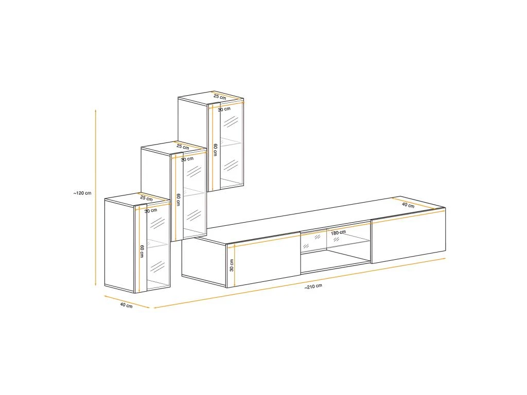 Ensemble Meuble TV "Switch XXII" 210cm Blanc & Noir – Image 3