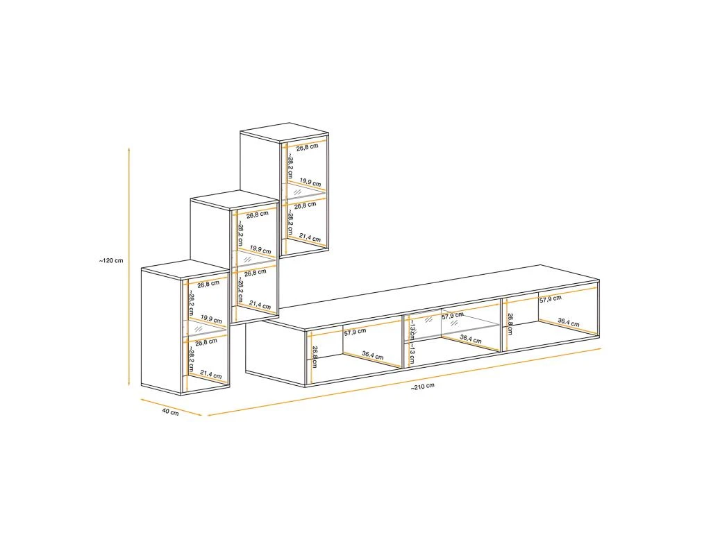 Ensemble Meuble TV "Switch XXII" 210cm Blanc & Noir – Image 4