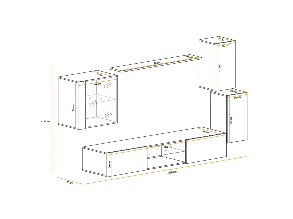 Ensemble Meuble TV "Switch XXIII" 250cm Naturel & Noir – Image 3