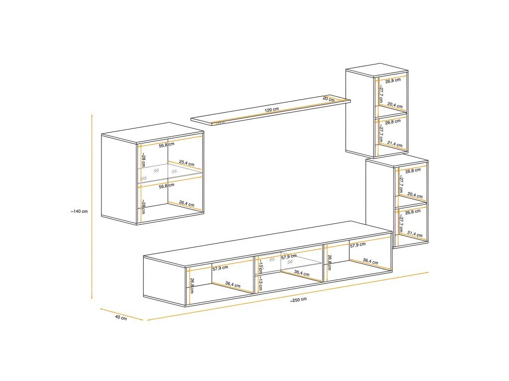 Ensemble Meuble TV "Switch XXIII" 250cm Naturel & Noir – Image 4