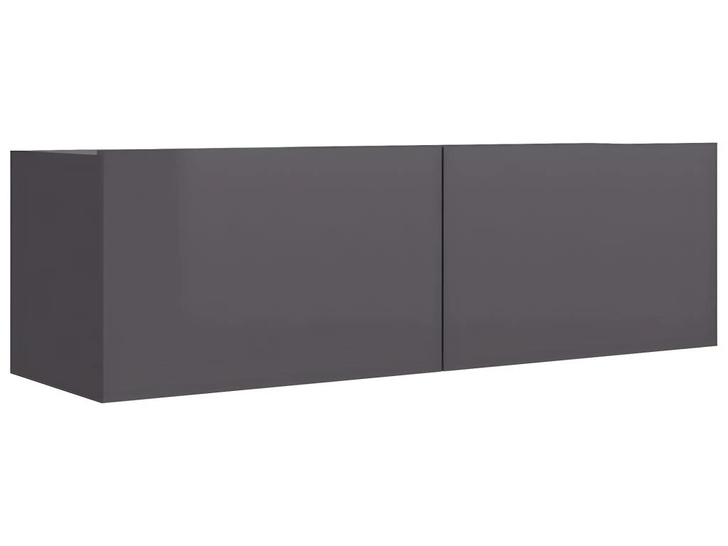 Ensemble De Meuble TV 2 Pcs Gris Brillant Aggloméré – Image 5