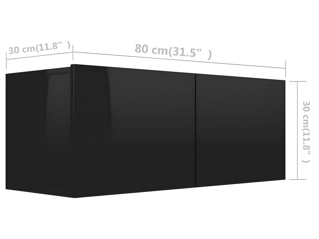 Ensemble De Meuble TV 2 Pcs Gris Brillant Aggloméré – Image 6