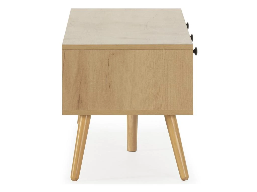 Meuble TV Bella 3 Portes Couleur Chêne Avec Rotin Naturel – Image 3