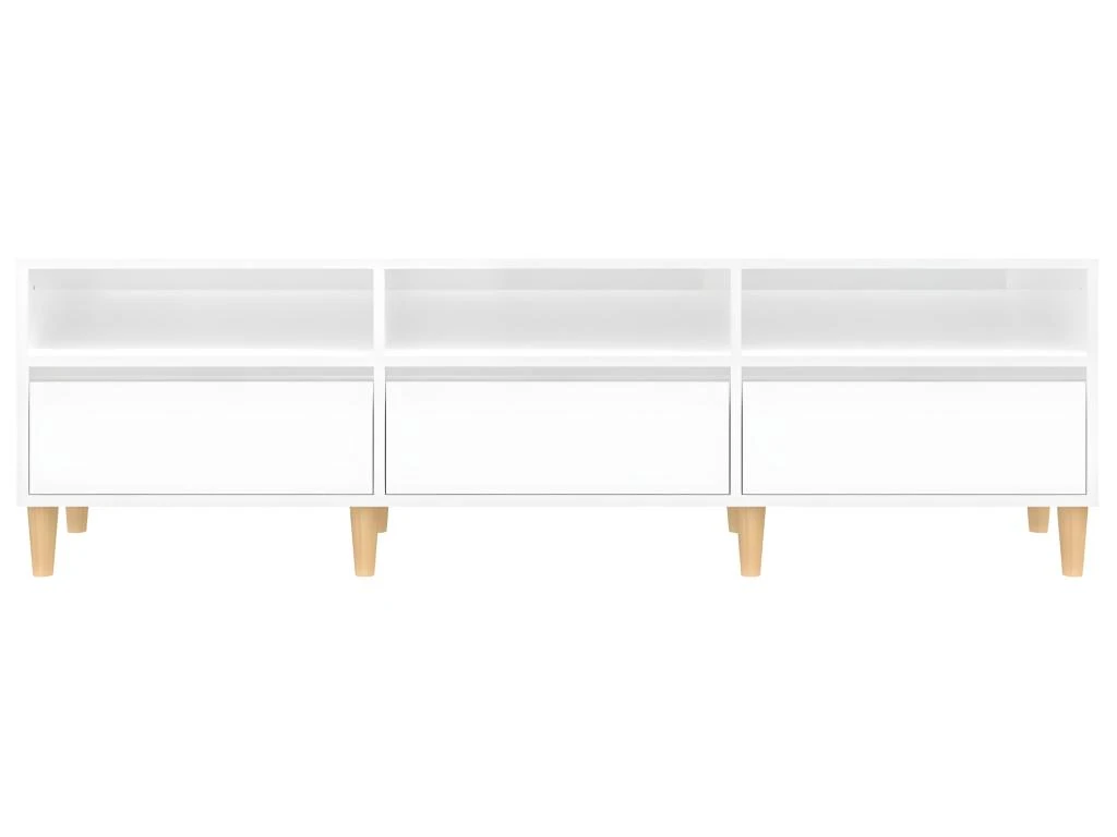 Meuble TV Blanc Brillant 150x30x44,5 Cm Bois D'ingénierie – Image 6