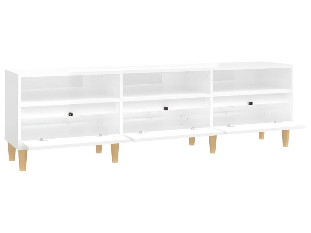 Meuble TV Blanc Brillant 150x30x44,5 Cm Bois D'ingénierie – Image 7
