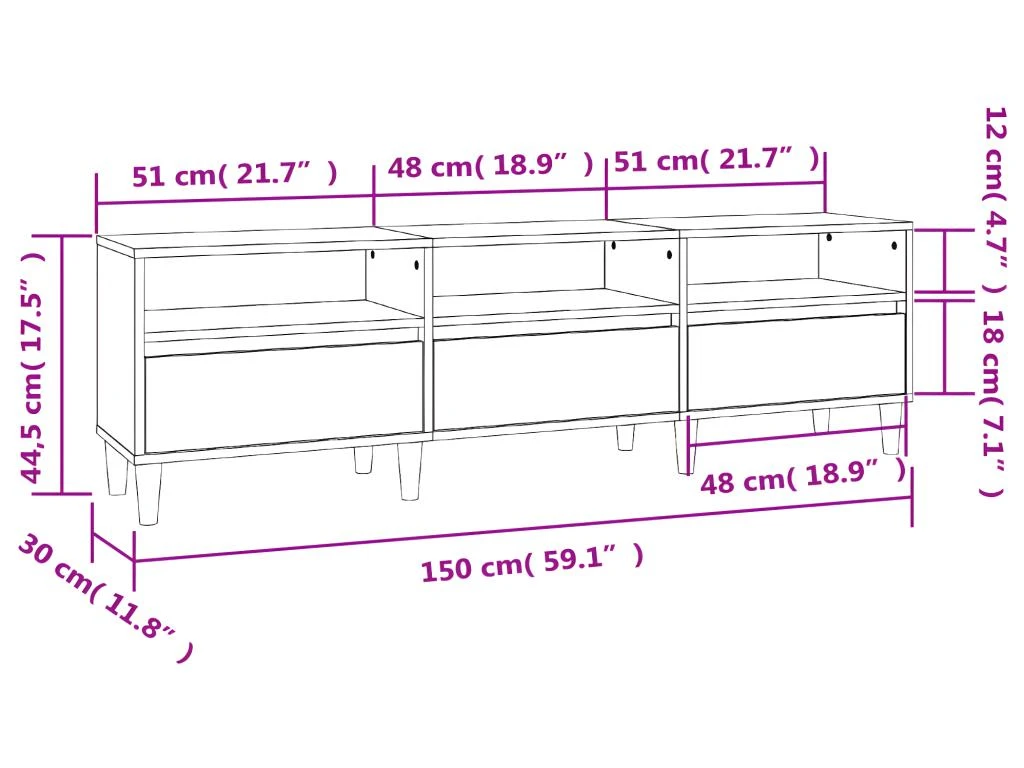 Meuble TV Blanc Brillant 150x30x44,5 Cm Bois D'ingénierie – Image 10